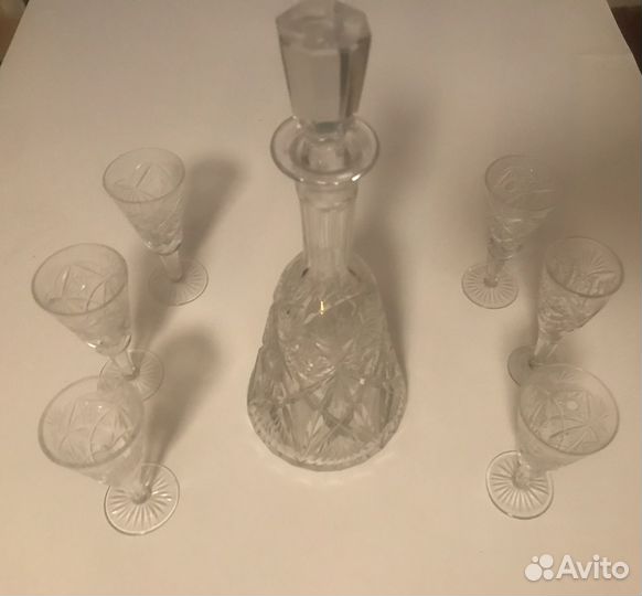 Графин и набор из 6 рюмок г. Гусь- Хрустальный