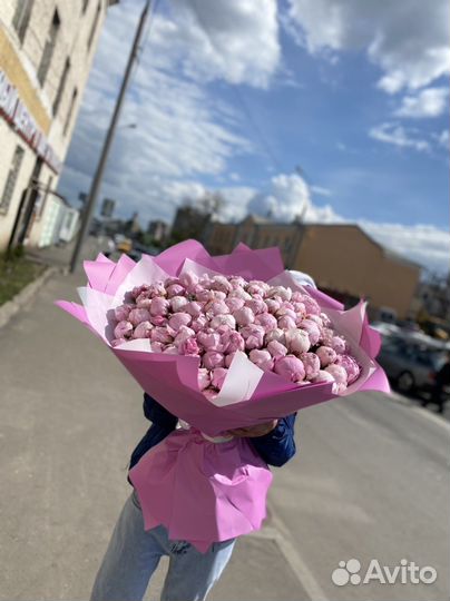 101шт Пион/ розы/ гипсофила/ Букет/ цветы