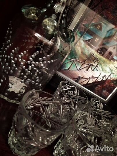 Продам графин с рюмками, ручная роспись