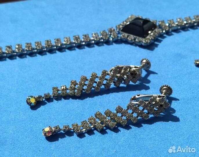 Серьги клипсы Чехословакия вечерние винтаж