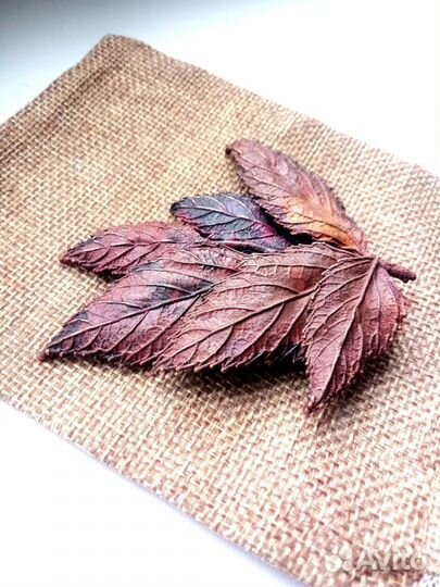 Брошь медная Букет из листьев