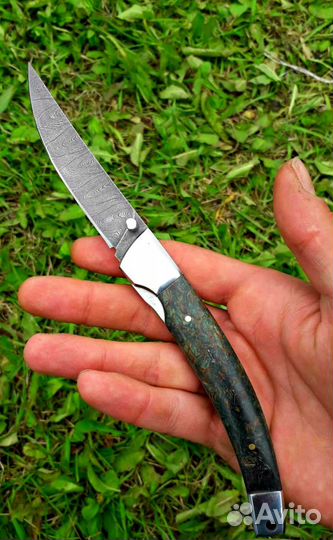 Нож складной из дамасской стали