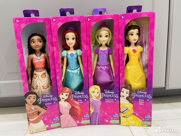 Куклы принцессы дисней Бэль, Ариэль, Рапунцель