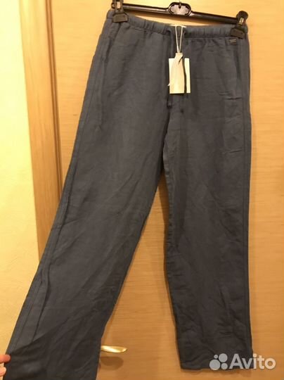 Льняные брюки широкие