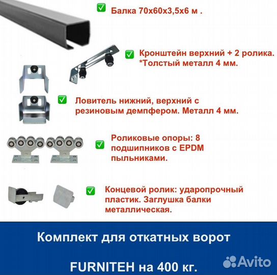 Откатные ворота 4х2 Т-профиль+автоматика Furniteh