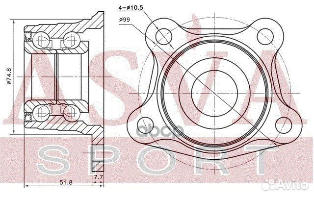 Подшипник ступицы колеса (комплект) зад прав/лев