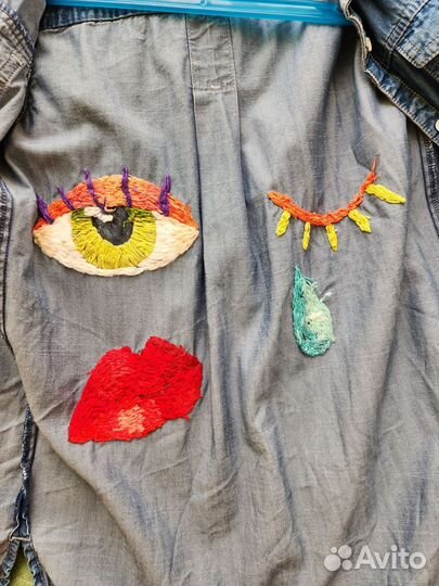 Рубашка джинсовая next с ручной вышивкой