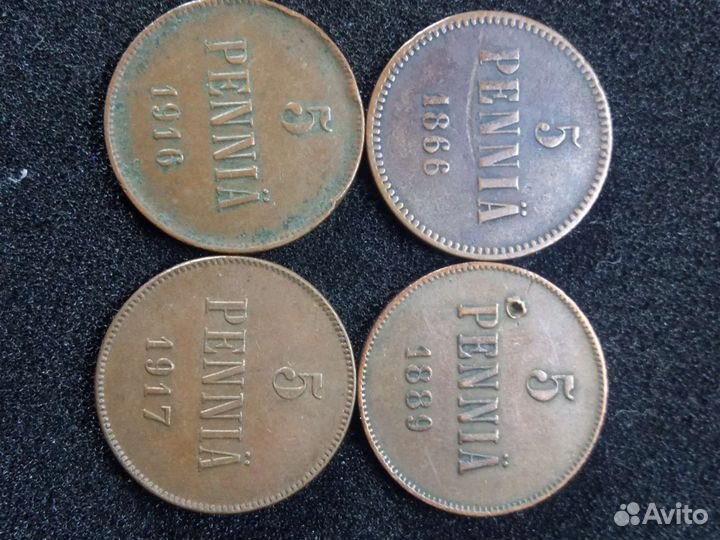 Монеты Финляндии в составе Р.И,см.список