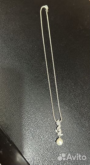 Подвеска с жемчугом серебро+цепочки серебряные