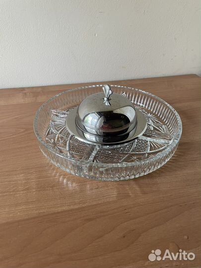Блюдо мелажница стекло металл