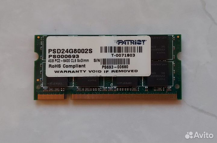 Оперативная память Patriot sodimm DDR2 4GB