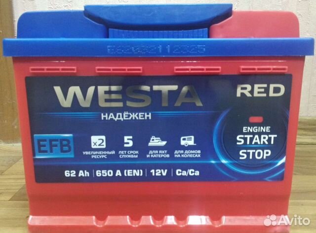 Акб 62 Ач Westa Efb