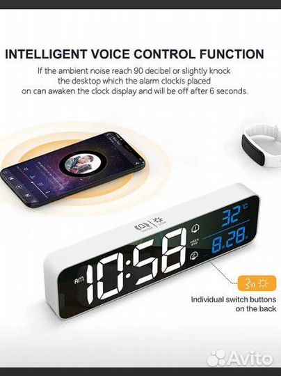 Цифровые светодиодные часы аккум. 2400 mAh (новые)