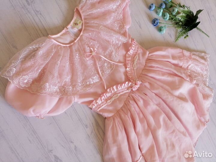 Платье для девочки на 5-6 лет, нарядное, розовое