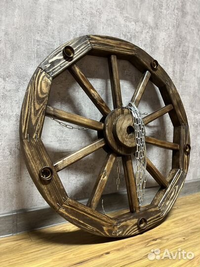 Люстра большая колесо от телеги