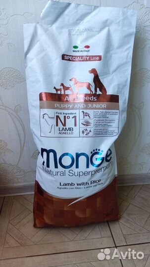 Корм для щенков monge, ягненок и рис