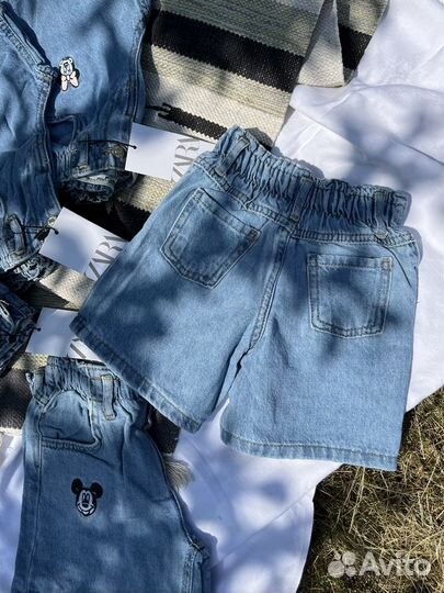 Джинсовые шорты с Минни маус zara 92-116 см