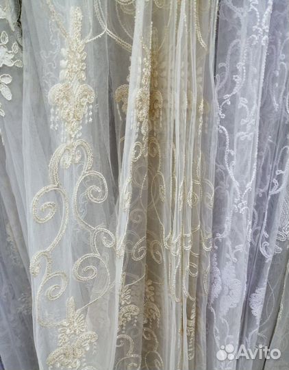 Тюль готовый, корт с вышивкой