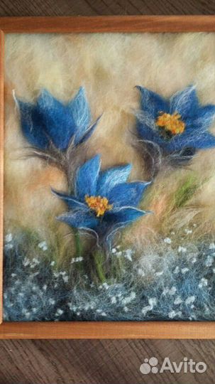 Картина шерстью