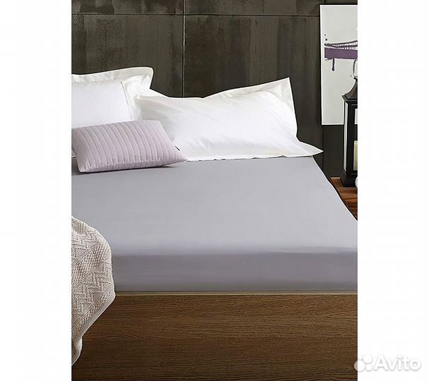 Простынь GoodNight Трикотаж 200х200х20 Серый на ре