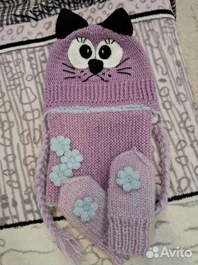 Комплект шапка, шарф и варежки