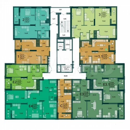 2-к. квартира, 64,3 м², 1/22 эт.