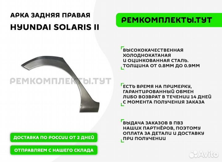 Арка задняя Hyundai Solaris 2 правая
