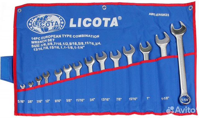 Набор ключей комбинированных дюймовых 14 предметов