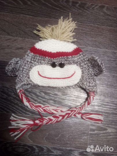 Новая Шапочка обезьянка вязаная на 1-3года