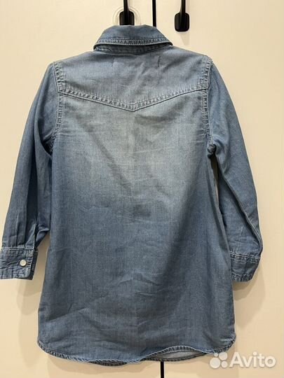 Джинсовая рубашка-туника на девочку 92-104 см