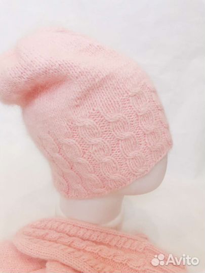 Шапка и варежки из пуха норки