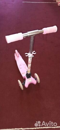 Самокат трёхколесный розовый рост до 110