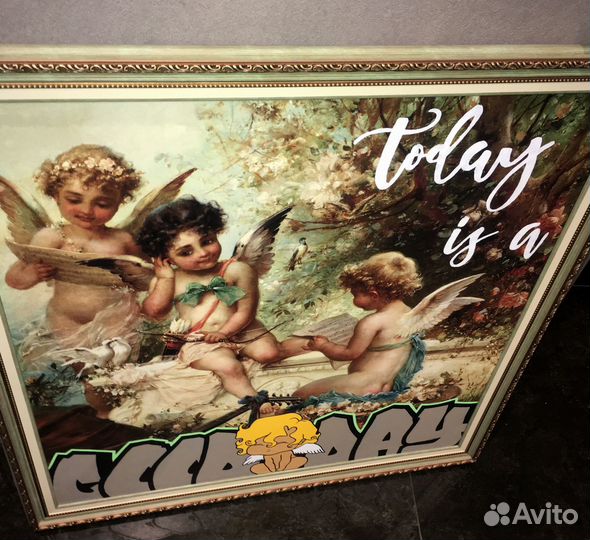 Картина в раме поп арт граффити Ангелы