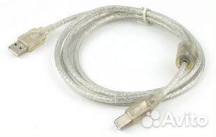 Кабель USB Gembird CCF-USB2-ambm-TR-10 USB2.0 (AM) - (BM) 3,0м экран, феррит.кольца, прозрачный