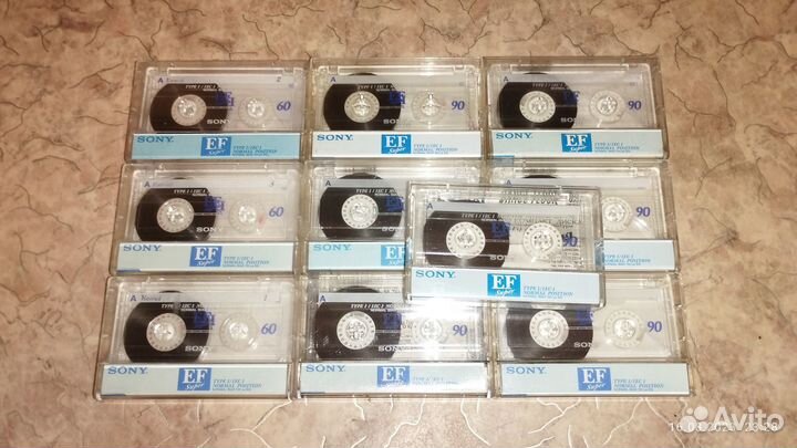 Аудиокассеты Sony Super EF 60-90. 10 шт