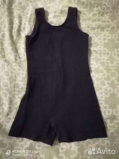 Купальник гимнастический чёрный, белый для танцев