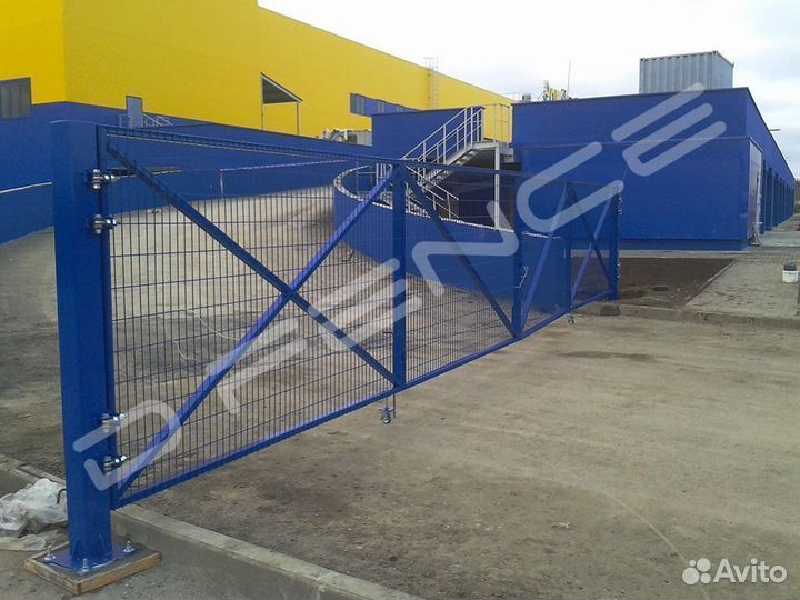 Ворота распашные 4х1,8 м для забора 3d (каркас)