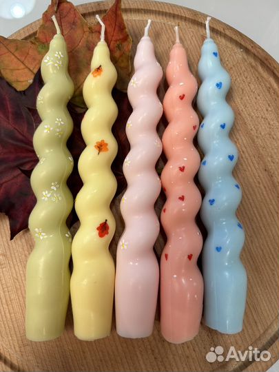 Соевые свечи ручной работы витые столовые