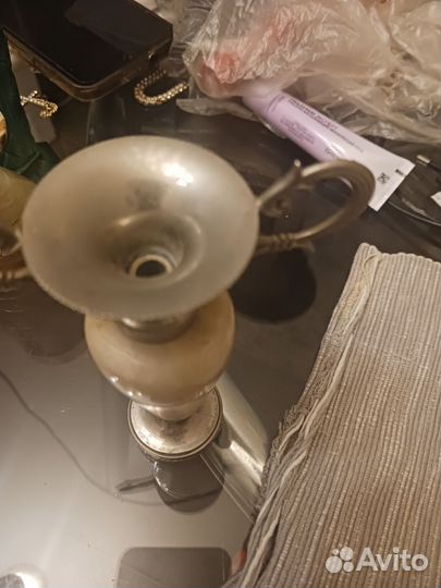 Вазочка натуральный камень металл