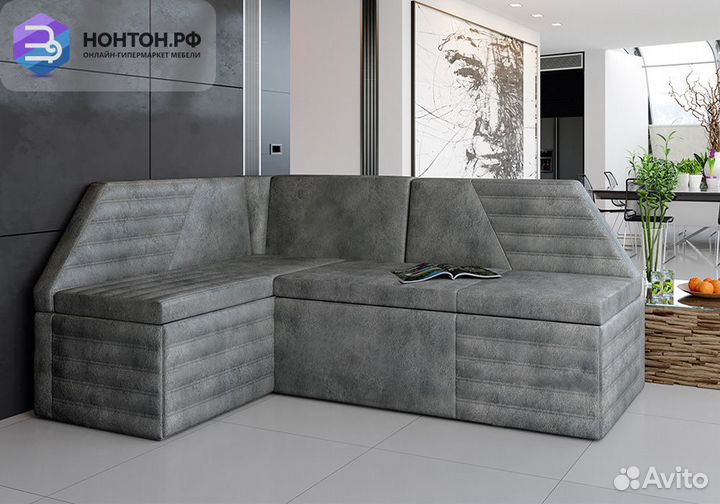 Диван кухонный Лондон дуб сонома трюфель / велюр с