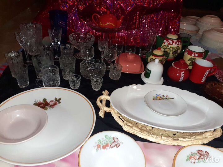 Тарелки бокалы фарфор хрусталь винтаж СССР