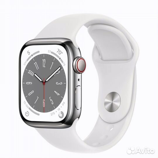 Apple Watch 8 стальной кейс 41 мм Silver/White S/M