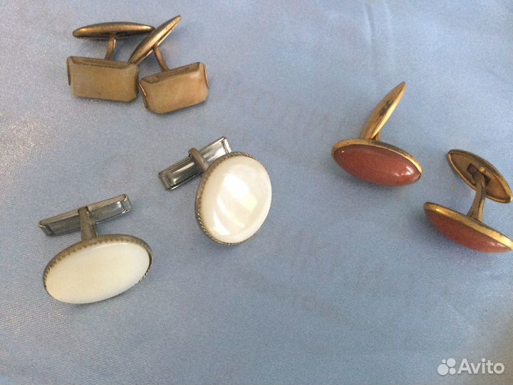 Винтажные запонки с натуральным камнем