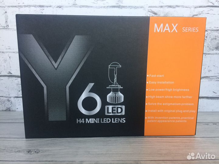 Светодиодные лед лампы с линзой Y6 цоколь Н4