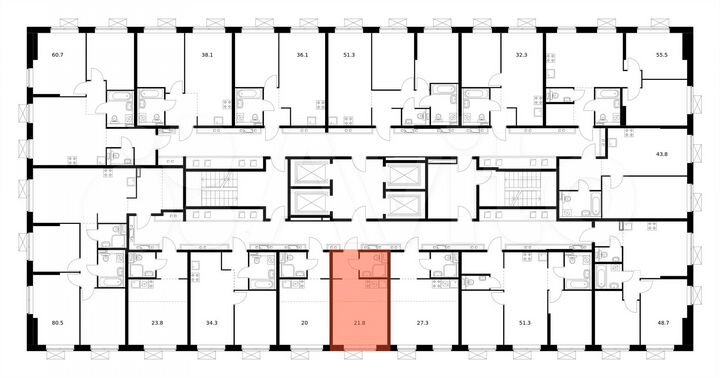 Квартира-студия, 21,8 м², 13/33 эт.