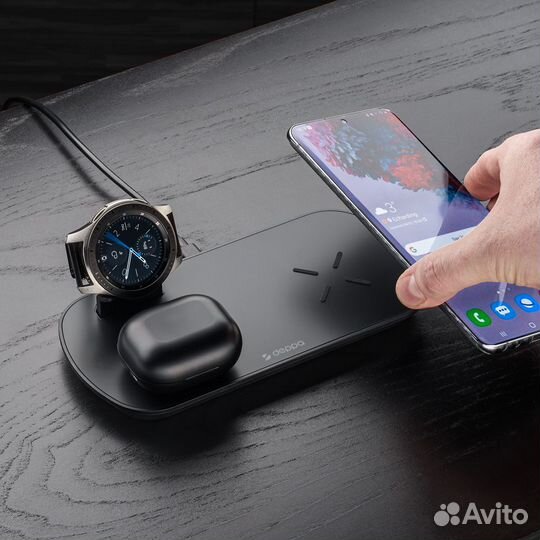 Зарядная станция Deppa 3 в 1: Qi, Galaxy Watch, Ga
