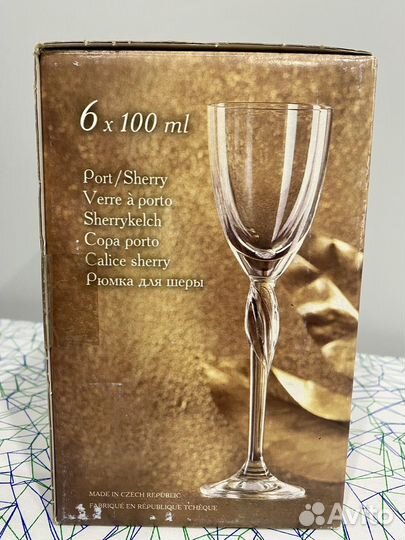 Стеклянный бокал богемия чешский 100 мл 6 шт