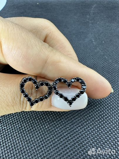 Серьги пуссеты сердце