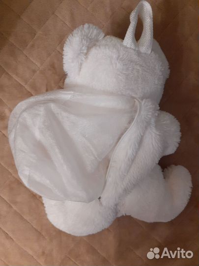 Сумка игрушка с карманом для подарка Белый мишка