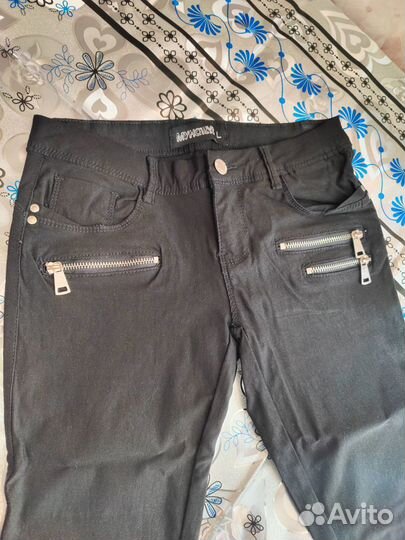 Черные брюки стрейч низкая талия XS S